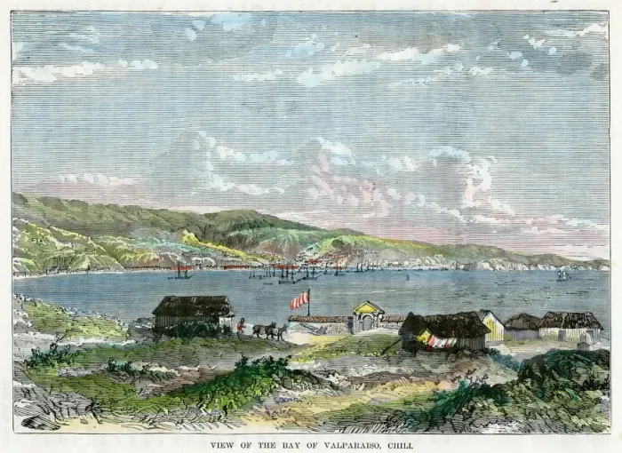 Framed Print : View of the Bay of Valparaiso, Chili, c1880 Framed Print : View of the Bay of Valparaiso, Chili, c1880