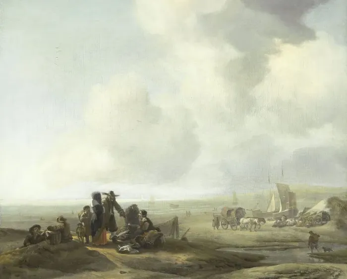 Framed Print : View on the Beach, 1650-1687. Creator: Jacob Esselens Framed Print : View on the Beach, 1650-1687. Creator: Jacob Esselens