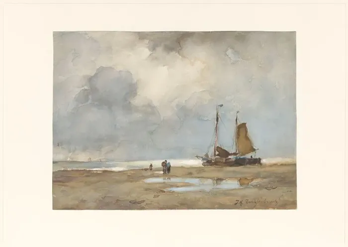 Framed Print : View of the beach, c.1895. Creator: Jan Hendrik Weissenbruch