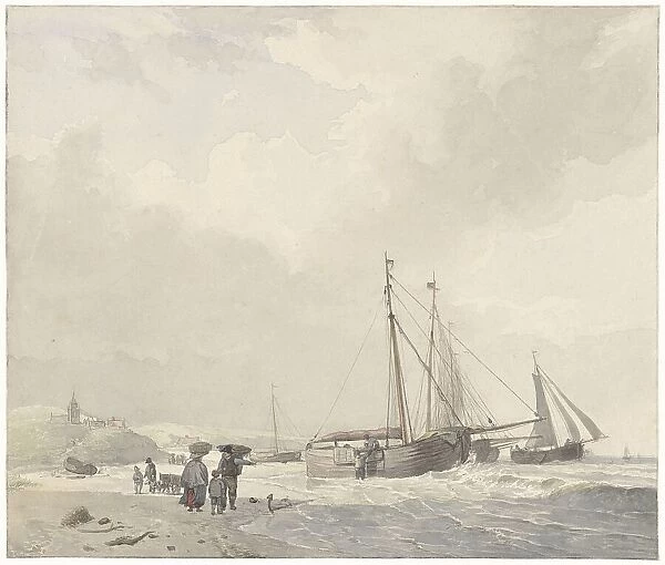 View of the beach at Scheveningen, 1805-1860. Creator: Hendrik van de Sande Bakhuyzen
