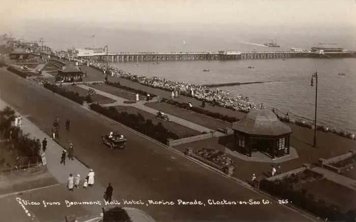 Framed Print : View from Beaumont Hall Hotel, Marine Parade, Clacton-on-Sea, c1925 Framed Print : View from Beaumont Hall Hotel, Marine Parade, Clacton-on-Sea, c1925