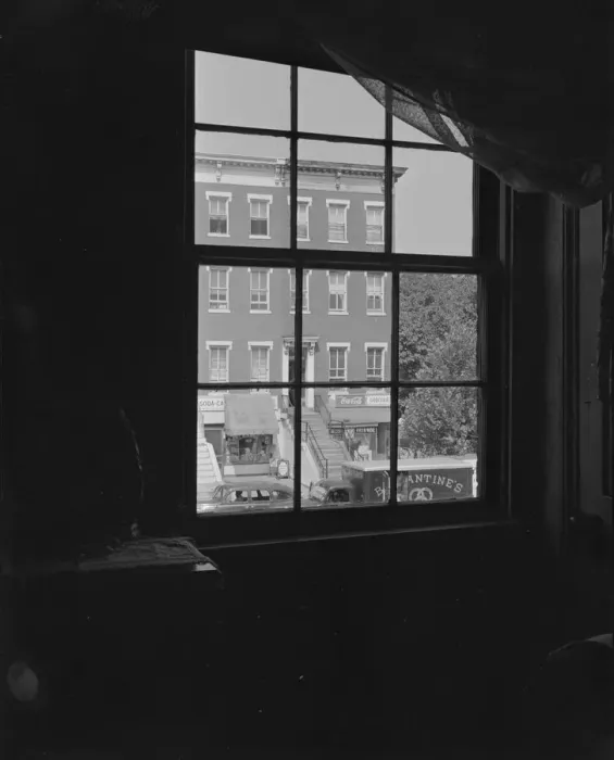 Framed Print : View from the bedroom window of Mrs. Ella Watson, a government worker, Washington, D. C. 1942. Creator: Gordon Parks Framed Print : View from the bedroom window of Mrs. Ella Watson, a government worker, Washington, D. C. 1942. Creator: Gordon Parks
