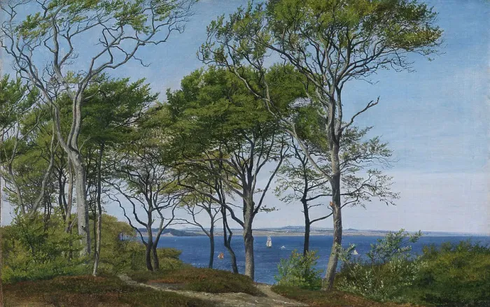 Framed Print : View Through Beech Trees Across a Fiord, 1850-1859. Creator: Peter Christian Thamsen Skovgaard Framed Print : View Through Beech Trees Across a Fiord, 1850-1859. Creator: Peter Christian Thamsen Skovgaard