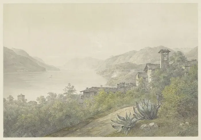 Framed Print : View from the Bellagio park, on Lake Como, 1824-1888. Creator: Karoly Lajos Libay Framed Print : View from the Bellagio park, on Lake Como, 1824-1888. Creator: Karoly Lajos Libay
