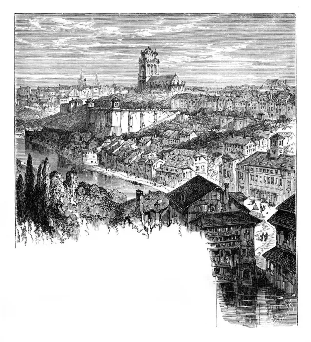 Framed Print : View in Berne, Switzerland, c1888 Framed Print : View in Berne, Switzerland, c1888