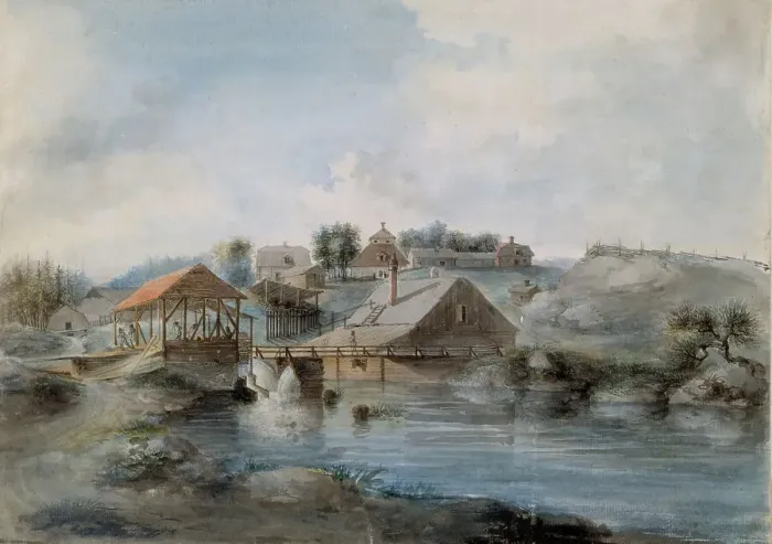Framed Print : View from the Bernshammar Sawmill, 1793. Creator: Pehr Nordquist