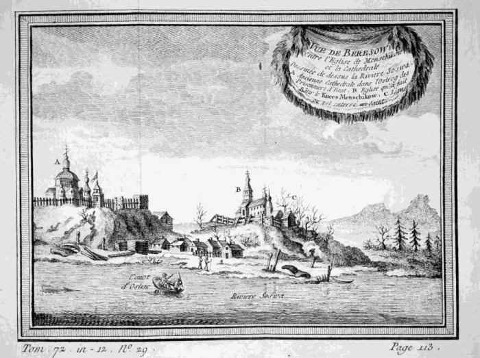 Framed Print : View of Beryozovo from the Sosva River, 1770s. Artist: Anonymous Framed Print : View of Beryozovo from the Sosva River, 1770s. Artist: Anonymous