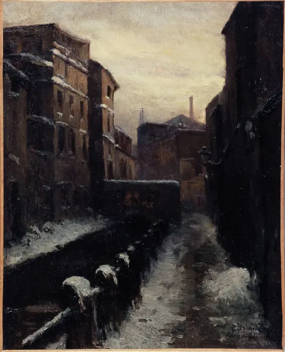 Framed Print : View of the Bievre, avenue des Gobelins (snow effect), c1900. Creator: Germain Eugene Bonneton Framed Print : View of the Bievre, avenue des Gobelins (snow effect), c1900. Creator: Germain Eugene Bonneton