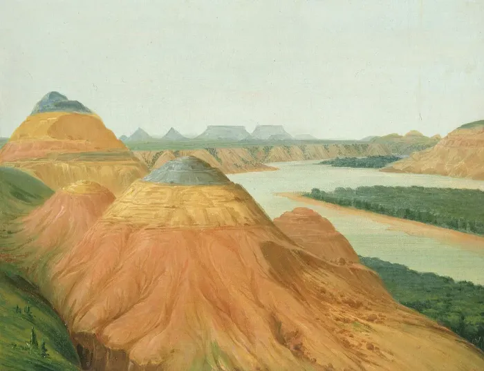 Framed Print : View in the Big Bend of the Upper Missouri, 1832. Creator: George Catlin Framed Print : View in the Big Bend of the Upper Missouri, 1832. Creator: George Catlin