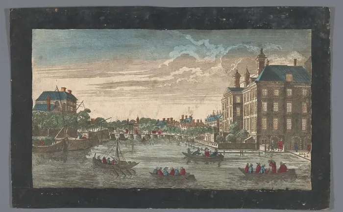 Framed Print : View of the Binnen-Amstel and the Diaconieweeshuis in Amsterdam, 1700-1799. Creator: Anon