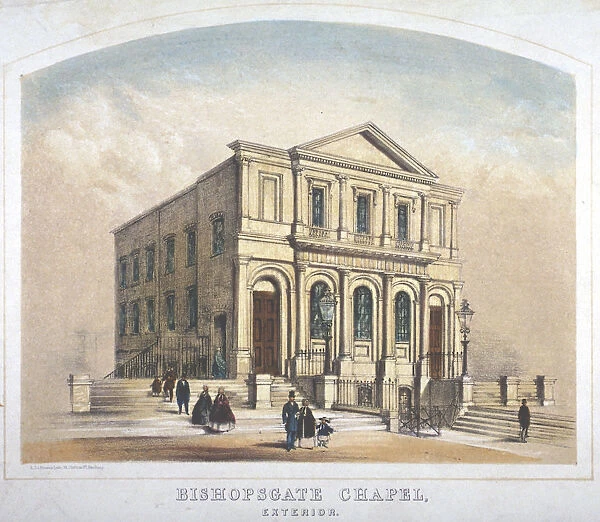 View of Bishopsgate Congregational Chapel, Bishopsgate, City of London, 1855. Artist