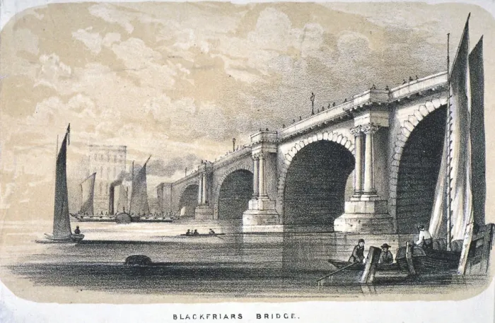 Framed Print : View of Blackfriars Bridge looking south, London, 1835 Framed Print : View of Blackfriars Bridge looking south, London, 1835
