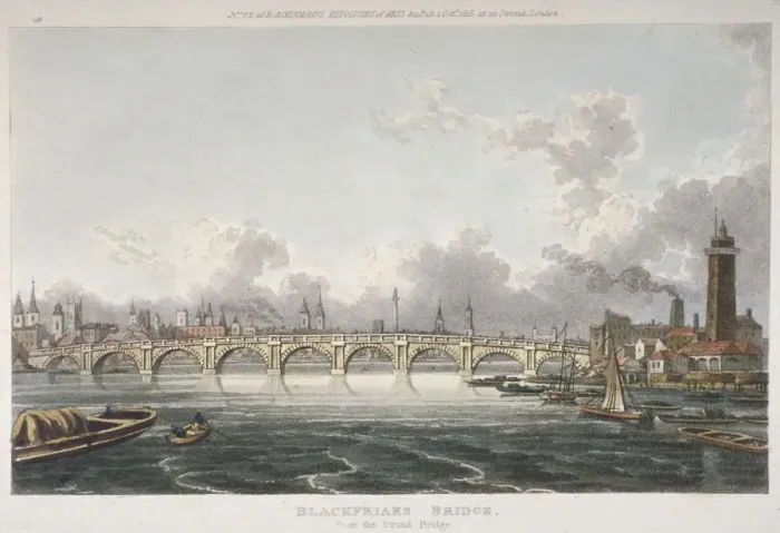 Framed Print : View of Blackfriars Bridge from the Strand Bridge, London, 1815 Framed Print : View of Blackfriars Bridge from the Strand Bridge, London, 1815