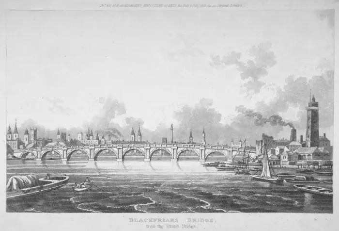 Framed Print : View of Blackfriars Bridge from the Strand Bridge, London, 1815 Framed Print : View of Blackfriars Bridge from the Strand Bridge, London, 1815