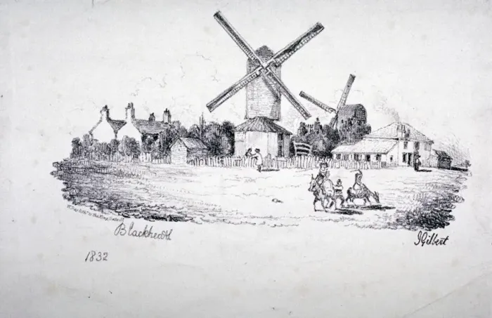 Framed Print : View of Blackheath, showing windmills and buildings, Greenwich, London, 1832. Artist Framed Print : View of Blackheath, showing windmills and buildings, Greenwich, London, 1832. Artist