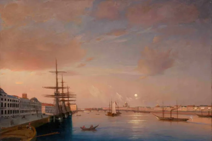 Framed Print : View of the Blagoveshchensky (Annunciation) Bridge and Nikolaevskaya Embankment, ca 1852. Artist: Vorobyev, Maxim Nikiphorovich (1787-1855) Framed Print : View of the Blagoveshchensky (Annunciation) Bridge and Nikolaevskaya Embankment, ca 1852. Artist: Vorobyev, Maxim Nikiphorovich (1787-1855)