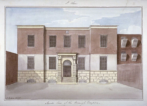 View of Borough Compter, a debtors prison in Mill Lane, Bermondsey, London, 1826