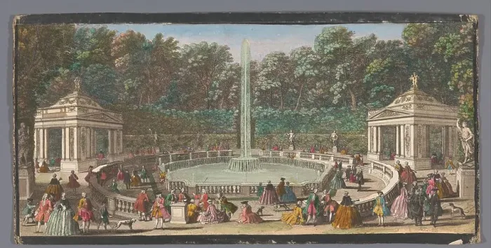 Framed Print : View of the Bosquet des Dômes in the garden of Versailles, c.1691-after 1753. Creator: Jacques Rigaud Framed Print : View of the Bosquet des Dômes in the garden of Versailles, c.1691-after 1753. Creator: Jacques Rigaud