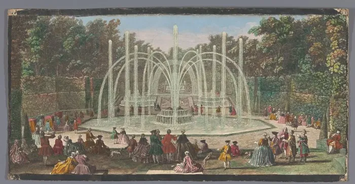 Framed Print : View of the Bosquet des Trois Fontaines in the garden of Versailles, c.1691-after 1753. Creator: Jacques Rigaud Framed Print : View of the Bosquet des Trois Fontaines in the garden of Versailles, c.1691-after 1753. Creator: Jacques Rigaud