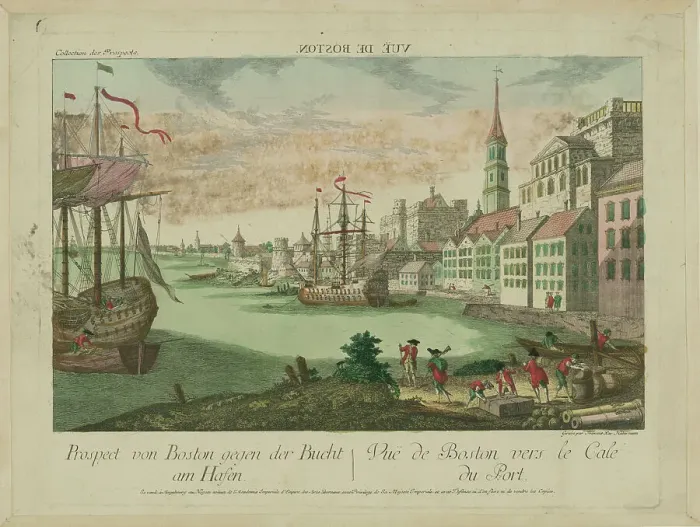 Framed Print : View of Boston Harbor, 1770s. Creator: Habermann, Franz Xaver (1721-1796) Framed Print : View of Boston Harbor, 1770s. Creator: Habermann, Franz Xaver (1721-1796)