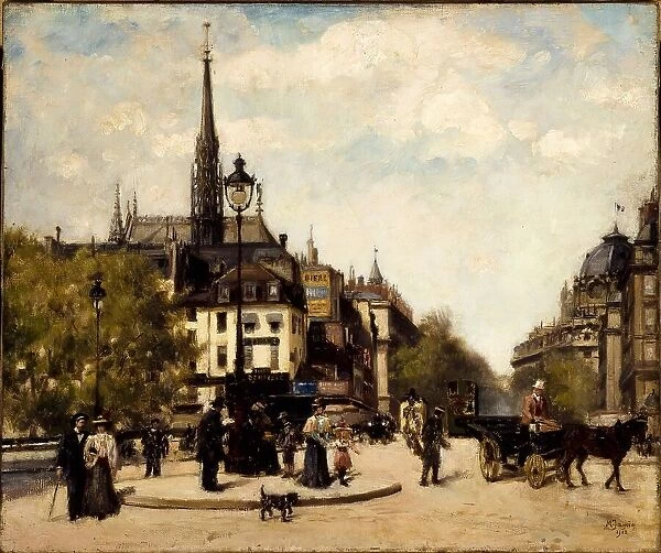 View of the Boulevard du Palais and Quai des Orfevres, 4th arrondissement, in 1902. Creator: Marguerite Jamin