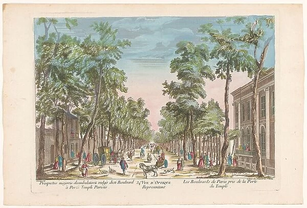 View of a boulevard in Paris seen from Porte du Temple, 1745-1775. Creator: Anon