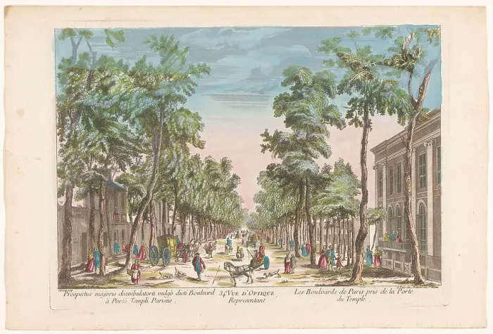 Framed Print : View of a boulevard in Paris seen from Porte du Temple, 1745-1775. Creator: Anon Framed Print : View of a boulevard in Paris seen from Porte du Temple, 1745-1775. Creator: Anon