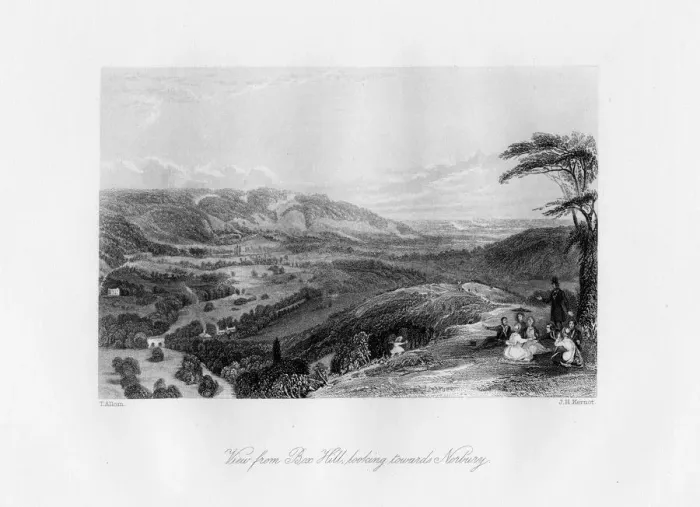 Framed Print : View from Box Hill, looking towards Norbury, 19th century. Artist: J H Kernot Framed Print : View from Box Hill, looking towards Norbury, 19th century. Artist: J H Kernot