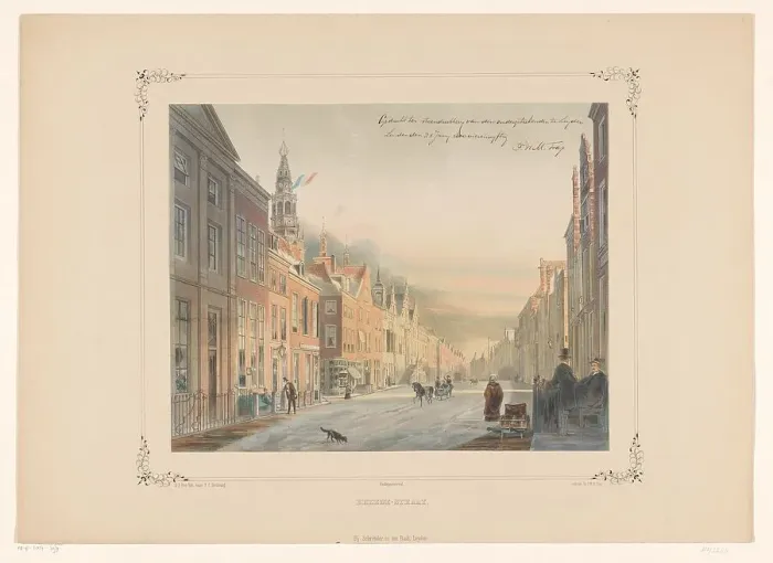 Framed Print : View of the Breetraat in Leiden, 1854. Creator: Gerardus Johannes Bos Framed Print : View of the Breetraat in Leiden, 1854. Creator: Gerardus Johannes Bos