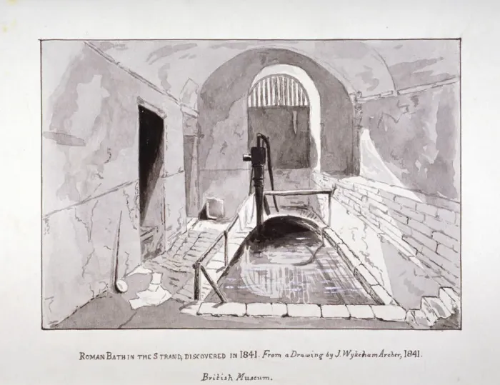 Framed Print : View of a brick bath or reservoir discovered in Strand Lane, Westminster, London, 1841 Framed Print : View of a brick bath or reservoir discovered in Strand Lane, Westminster, London, 1841