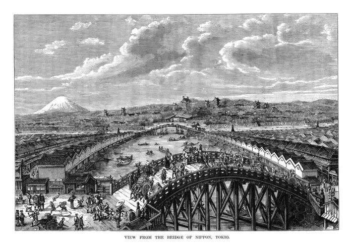 Framed Print : View from the Bridge of Nippon, Tokyo, Japan, 1877 Framed Print : View from the Bridge of Nippon, Tokyo, Japan, 1877