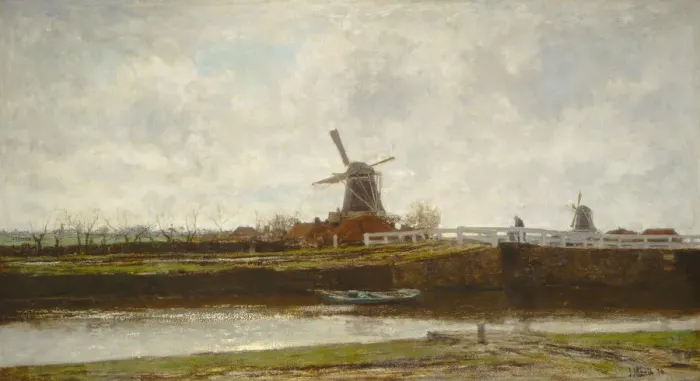 Framed Print : View of the Mill and Bridge on the Noordwest Buitensingel in The Hague, 1873 Framed Print : View of the Mill and Bridge on the Noordwest Buitensingel in The Hague, 1873
