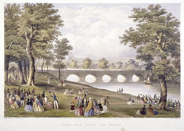 View from the bridge on the Serpentine towards Crystal Palace, London, 1851. Artist