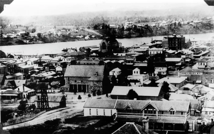 Framed Print : View of Brisbane city's central business district, c1883. Creator: Unknown. View of Brisbane city's central business district, c1883. Creator: Unknown Framed Print : View of Brisbane city's central business district, c1883. Creator: Unknown. View of Brisbane city's central business district, c1883. Creator: Unknown