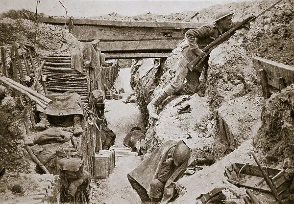 A view of a British trench, Ovillers, France, World War I, 1916