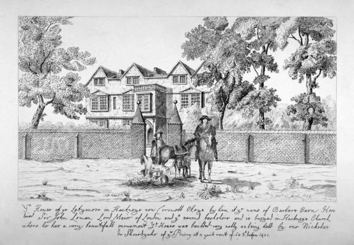 Framed Print : View of a building known as Barbers Barn, Mare Street, Hackney, London, c1854. Artist Framed Print : View of a building known as Barbers Barn, Mare Street, Hackney, London, c1854. Artist