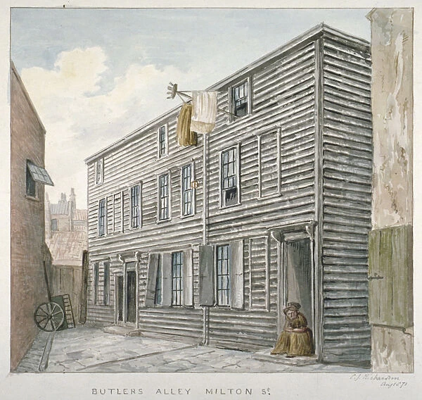 View of Butlers Alley, Milton Street, City of London, 1871