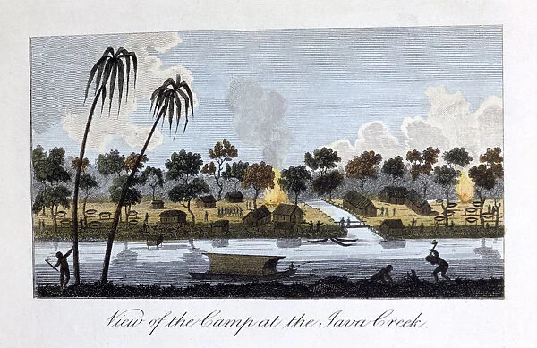 View of the Camp at the Java Creek, 1813. Artist: John Gabriel Stedman