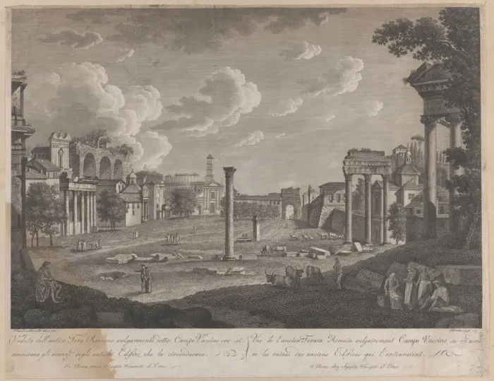 Framed Print : View of the Campo Vaccino, with the Colosseum in the background Framed Print : View of the Campo Vaccino, with the Colosseum in the background