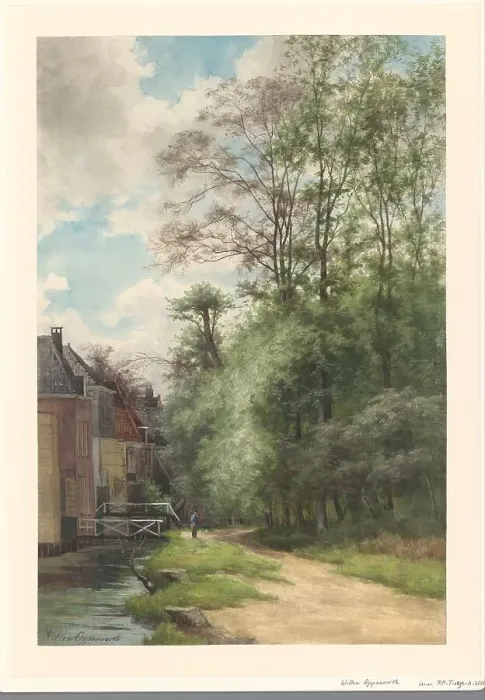Framed Print : View along the canal at the Bezuidenhout in the Hague forest, 1857-1892. Creator: Willem Oppenoorth Framed Print : View along the canal at the Bezuidenhout in the Hague forest, 1857-1892. Creator: Willem Oppenoorth