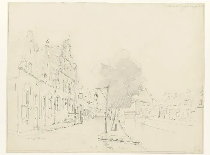 Framed Print : View of the canal in Hasselt, 1861. Creator: Cornelis Springer Framed Print : View of the canal in Hasselt, 1861. Creator: Cornelis Springer