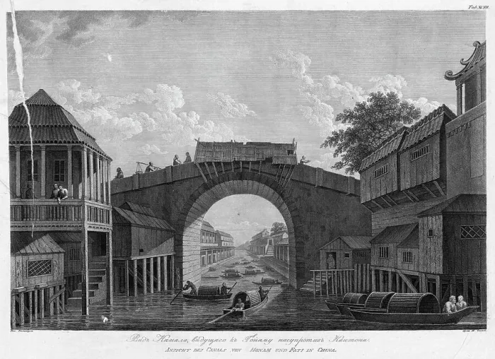 Framed Print : View of the Canal, Leading to Gonamu Opposite Canton, 1813.. Creator: Ivan Vasil'evich Chesky Framed Print : View of the Canal, Leading to Gonamu Opposite Canton, 1813.. Creator: Ivan Vasil'evich Chesky