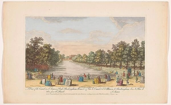 View of the canal in Saint James's Park in London, seen from the Horse Guards Parade, 1753. Creator: Stevens
