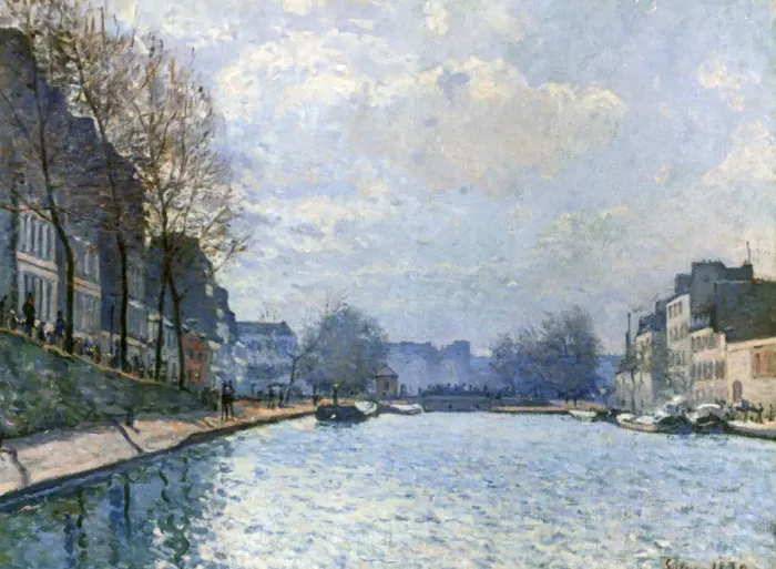 Framed Print : View of the Canal Saint-Martin, Paris, 1870. Artist: Alfred Sisley Framed Print : View of the Canal Saint-Martin, Paris, 1870. Artist: Alfred Sisley