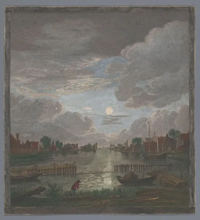 Framed Print : View of a canal in the vicinity of the city of Haarlem in Moonlight, 1753-1797. Creators: Pierre François Basan, Pierre Fouquet, Thomas Major Framed Print : View of a canal in the vicinity of the city of Haarlem in Moonlight, 1753-1797. Creators: Pierre François Basan, Pierre Fouquet, Thomas Major