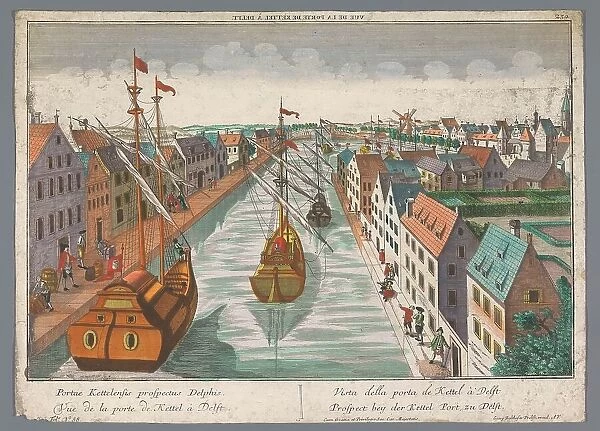 View of a canal in the vicinity of the Ketelpoort in Delft, 1742-1801. Creator: Anon