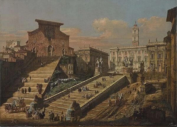 View of the Capitol with the Church of Santa Maria in Ara Coeli, 1768. Creator: Bellotto, Bernardo (1720-1780)