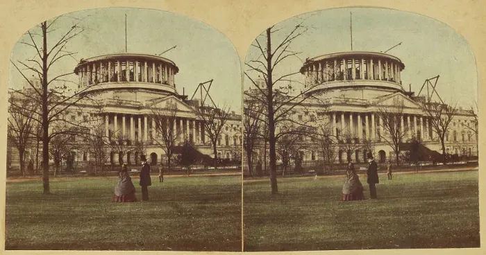 Framed Print : View of The Capitol, Washington, U.S. about 1860. Creator: London Stereoscopic & Photographic Co Framed Print : View of The Capitol, Washington, U.S. about 1860. Creator: London Stereoscopic & Photographic Co