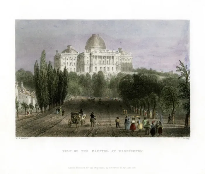 Framed Print : View of the Capitol at Washington, USA, 1837. Artist: CJ Bentley Framed Print : View of the Capitol at Washington, USA, 1837. Artist: CJ Bentley
