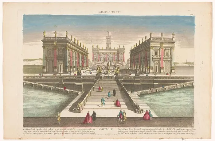 Framed Print : View of the Capitoline Hill in Rome, 1700-1799. Creator: Anon Framed Print : View of the Capitoline Hill in Rome, 1700-1799. Creator: Anon